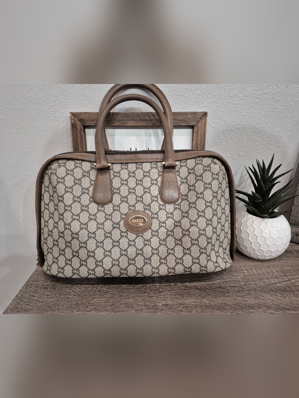 Gucci Large GG Canvas Satchel Bag